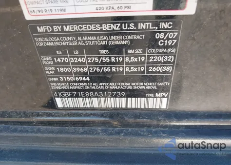 2008 Mercedes-Benz Gl 450 4Matic из США, поврежденный, VIN 4JGBF71E88A312739